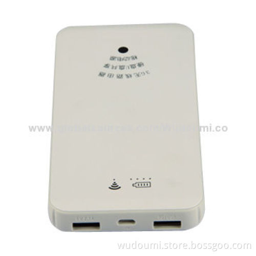 10,000mAh powerful lithium polymer battery inside, dual USB port, lasts for 7~8 hours charging